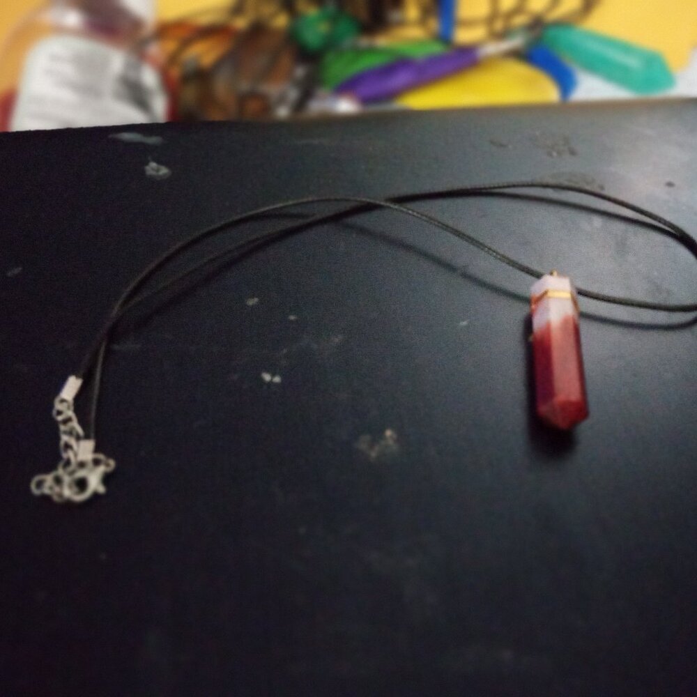 Handmade White and Red Pendant Necklace